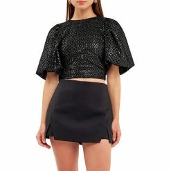 Endless Rose Sequins With Velvet Back Straps Top