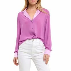 Endless Rose Satin Chiffon Dress Shirt Lavender