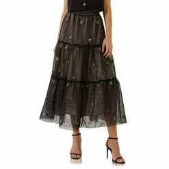 Endless Rose Star Sequins Mesh Layered Skirt