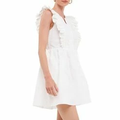 Endless Rose Lace Trimmed V Placketed Ruffled Mini -Endless Rose shop unnamed file 694