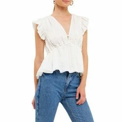 Endless Rose Light Sheen Woven Front Tie Top -Endless Rose shop unnamed file 702