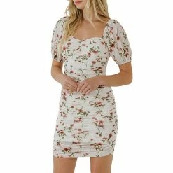 Endless Rose Floral Mesh Ruched Mini Dress With Short Sleeves -Endless Rose shop unnamed file 706