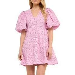 Endless Rose Floral Print Mini Dress With Button Detail