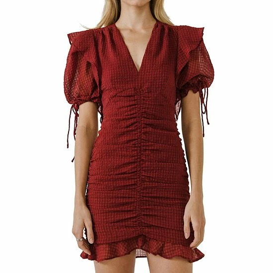 Endless Rose Puff Sleeve Ruched Mini Dress - Image 4