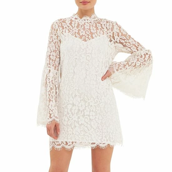 Endless Rose Bell Sleeve Lace Dress Off White - Image 5