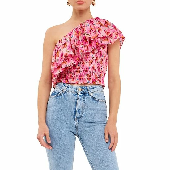 Endless Rose Floral One Shoulder Ruffle Smocked Top 3 Endless Rose Floral One Shoulder Ruffle Smocked Top