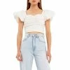Endless Rose Shirring Detail Puff Sleeve Cropped Top 2 Endless Rose Shirring Detail Puff Sleeve Cropped Top -Endless Rose shop unnamed file 789