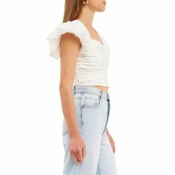 Endless Rose Shirring Detail Puff Sleeve Cropped Top -Endless Rose shop unnamed file 791