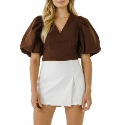 Endless Rose Exaggerated Sleeve Crop Top