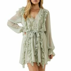 Endless Rose Button Down Ruffle Mini Dress