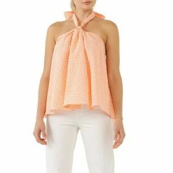 Endless Rose Halter Bow Tie Gingham Top