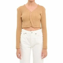 Endless Rose Long Sleeve Ruffled Knit Camel -Endless Rose shop unnamed file 867