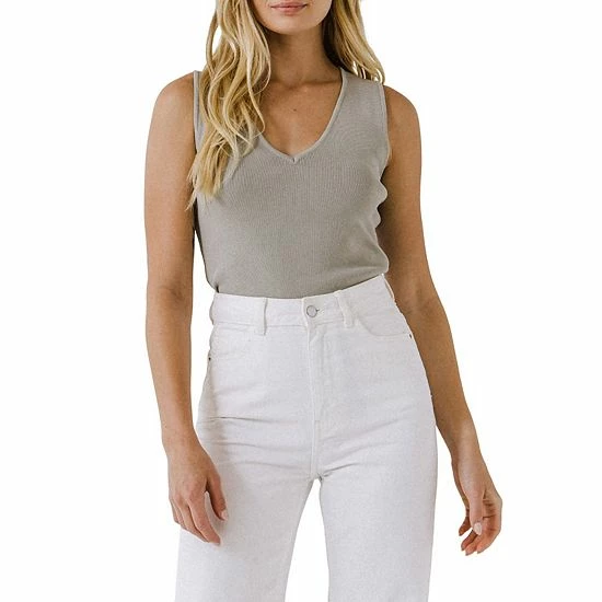 Endless Rose Basic Sleevless V-neck Top Sage 7 Endless Rose Basic Sleevless V-neck Top Sage - Image 5