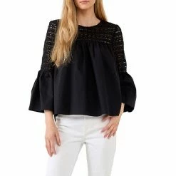 Endless Rose Lace With Poplin Bell Sleeve Blouse