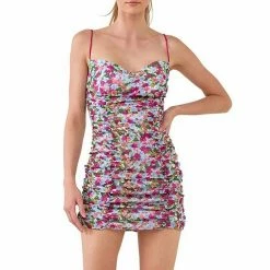 Endless Rose Double Ruched Skinny Floral Mini