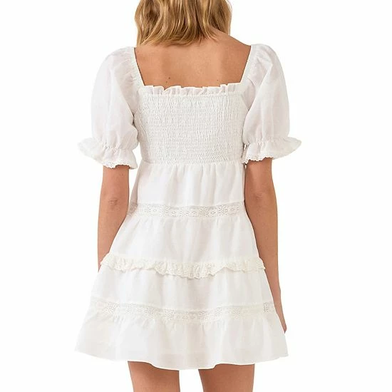Endless Rose Linen Smocked Mini Dress With Lace 4 Endless Rose Linen Smocked Mini Dress With Lace - Image 2