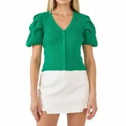 Endless Rose Puff Short Sleeve Cardigan Green -Endless Rose shop unnamed file 970