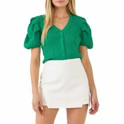 Endless Rose Puff Short Sleeve Cardigan Green -Endless Rose shop unnamed file 972