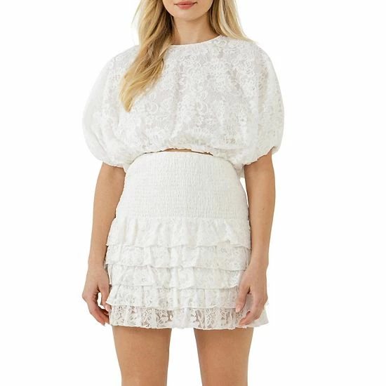 Endless Rose Laced Bubble Cropped Blouse Endless Rose Laced Bubble Cropped Blouse -Endless Rose shop unnamed file 985